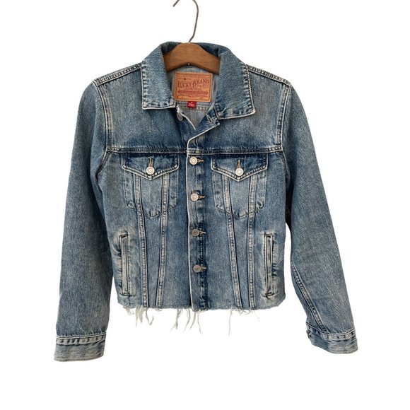 Lucky Brand The Tomboy Trucker Jacket Women S Blue Denim Jean Ranch Farm Western - Picture 2 of 8